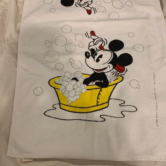Vintage Disney Mickey Mouse in a bath rectangular towel bathmat hand towel baby - Picture 6 of 6